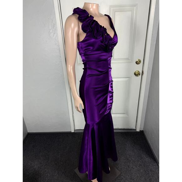 Y2K Vintage Dress Cache Evening 0 Maxi Prom Satin Movie Star Glam Mermaid CC6 - Picture 5 of 7